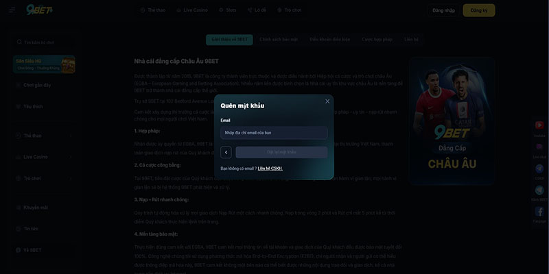 Đăng Ký 9bet Bị Lỗi