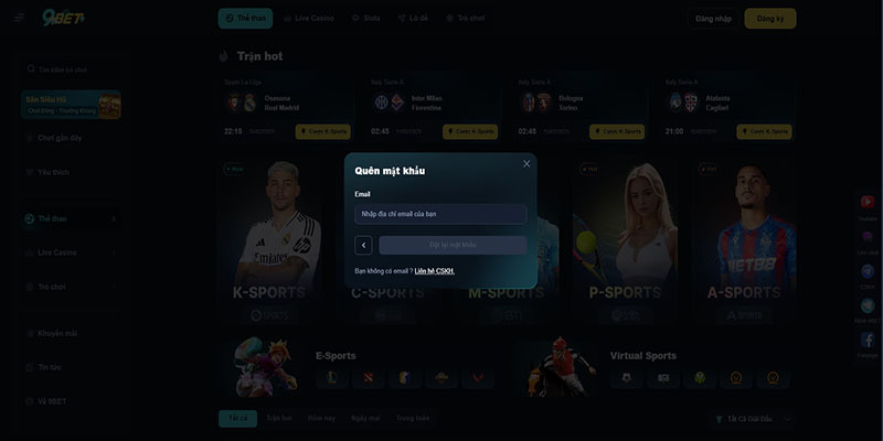 Quên Mật Khẩu 9bet