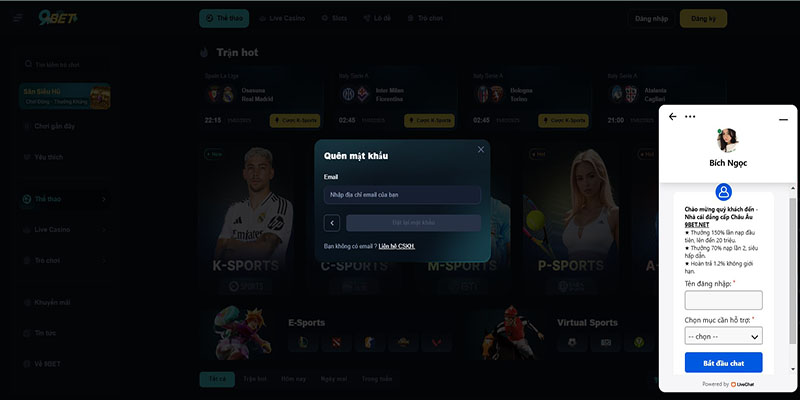 Quên Mật Khẩu 9bet